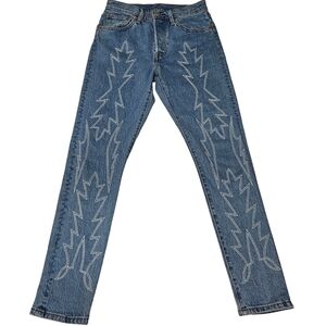 Levis Premium 501 Skinny Western Embroidered Jeans Womens Size 27x30 High‎ Rise
